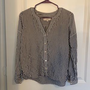 Loft gray stripped blouse